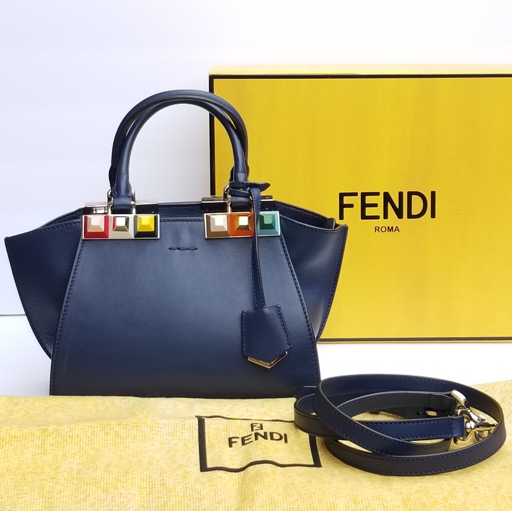 Fendi Petite 3Jours Studded Leather satchel handbag - Picture 2 of 16